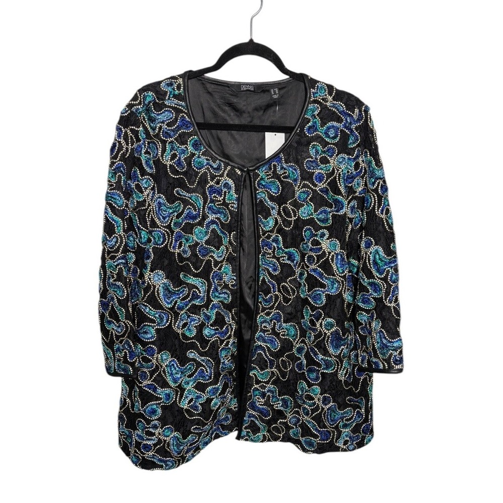 Dennis By Dennis Basso Embroidered Lace Printed Blazer Size 22W Lined